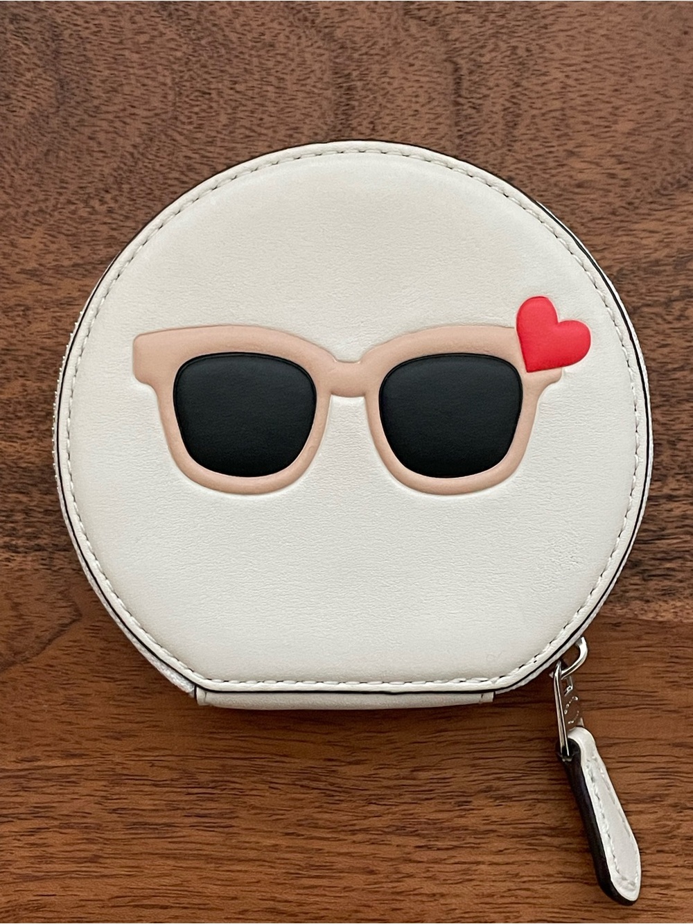 COACH Heart Sunglasses Round Chalk Leather Coin Purse - Picture 2 of 5